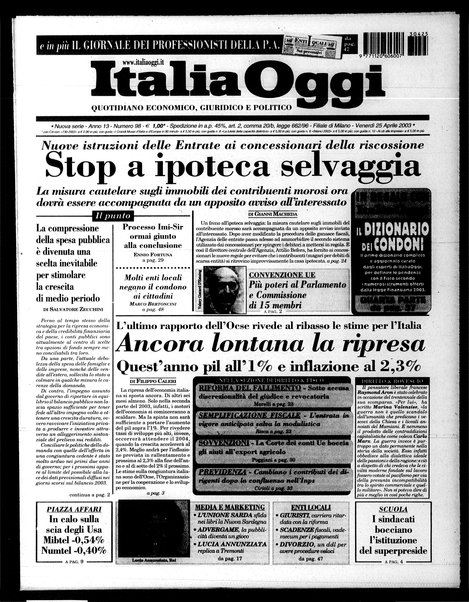 Italia oggi : quotidiano di economia finanza e politica